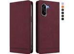 Custodia Per Oneplus Nord CE5, Custodia Retro In Finto Cuoio Con Supporto E Slot Per Carte Rosso
