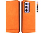 Custodia Per Oppo Reno12 Pro 5G, Custodia Retro In Finto Cuoio Con Supporto E Slot Per Carte Di Credito Arancione