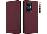 Custodia Per Oneplus Nord N30/Nord Ce 3 Lite, Custodia Retro In Finto Cuoio Flip Con Supporto E Slot Per Schede Rosso