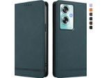 Custodia Per Oppo A79 5G, Custodia Retro In Finto Cuoio Flip Con Supporto E Slot Per Carte Verde