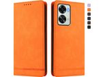 Custodia Per Oneplus Nord 2T, Custodia Retro In Finto Cuoio Flip Con Supporto E Slot Per Schede Arancione