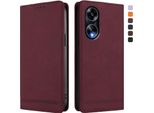 Custodia Per Oppo A98 / Oppo A1 5G, Retro Custodia In Finto Cuoio Flip Con Supporto E Slot Per Carte Di Credito Rosso