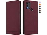Custodia Per Nokia C22, Flip Case In Finto Cuoio Retrò Con Supporto E Slot Per Carte Di Credito Rosso
