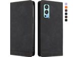 Custodia Per Oneplus Nord 2 5G, Custodia Retro In Finto Cuoio Flip Con Supporto E Slot Per Schede Nero
