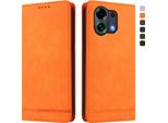 Custodia Per Oppo K13 Turbo, Custodia Retro In Finto Cuoio Flip Con Supporto E Slot Per Carte Arancione
