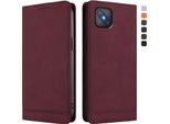 Custodia Per Oppo A92S, Custodia Retro In Finto Cuoio Con Supporto E Slot Per Carte Rosso