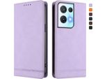 Custodia Per Oppo Reno8 Pro 5G, Retro Custodia Flip In Finto Cuoio Con Supporto E Slot Per Carte Purple