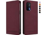 Custodia Per Oneplus Nord N200 5G, Custodia Retro In Finto Cuoio Con Supporto E Slot Per Carte Di Credito Rosso