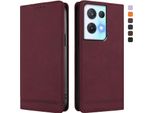 Custodia Per Oppo Reno8 Pro 5G, Custodia Retro In Finto Cuoio Con Supporto E Slot Per Carte Di Credito Rosso