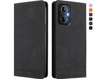 Custodia Per Oppo Reno7 Z 5G/Reno7 Lite/Reno7 4G/Reno8 4G/Reno8 Z/Reno8 Lite, Custodia Retro In Finto Cuoio Con Supporto E Slot Per Carte Nero