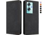 Custodia Per Oneplus Nord N30 Se, Custodia Retro In Finto Cuoio Con Supporto E Slot Per Schede Nero