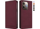 Custodia Per Oppo A5 Pro 4G/A5 Pro 5G, Custodia Retro In Finto Cuoio Con Supporto E Slot Per Carte Rosso