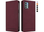 Custodia Per Nokia G22, Flip Case In Finto Cuoio Retrò Con Supporto E Slot Per Carte Di Credito Rosso