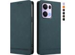 Custodia Per Oppo Reno13 Pro 5G, Custodia Retro In Finto Cuoio Flip Con Supporto E Slot Per Carte Verde