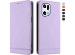 Custodia Per Oppo Find X5 Pro, Retro Custodia In Finto Cuoio Flip Con Supporto E Slot Per Carte Purple