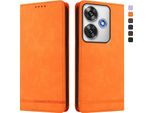 Custodia Per Xiaomi Poco F6, Retro Custodia In Finto Cuoio Flip Con Supporto E Slot Per Carte Arancione