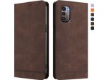 Custodia Per Nokia G21 /Nokia G11, Custodia Retro In Finto Cuoio Con Supporto E Slot Per Carte Di Credito Marrone