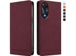 Custodia Per Oppo A78 4G, Custodia Retro In Finto Cuoio Con Supporto E Slot Per Carte Rosso