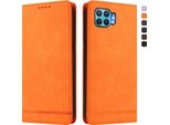 Custodia Per Oppo F17 Pro, Custodia Retro In Finto Cuoio Flip Con Supporto E Slot Per Carte Arancione