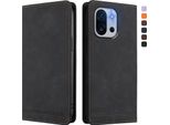 Custodia Per Oneplus 13T /Oneplus 13S, Retro Custodia Flip In Finto Cuoio Con Supporto E Slot Per Schede Nero
