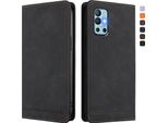 Custodia Per Oneplus 8T /Oneplus 9R, Retro Custodia In Finto Cuoio Flip Con Supporto E Slot Per Schede Nero