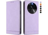 Custodia Per Oppo Find X6, Custodia Retro In Finto Cuoio Flip Con Supporto E Slot Per Carte Di Credito Viola