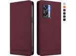 Custodia Per Oppo K10 5G, Custodia Retro In Finto Cuoio Con Supporto E Slot Per Carte Di Credito Rosso