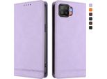 Custodia Per Oppo F17, Custodia Retro In Finto Cuoio Flip Con Supporto E Slot Per Carte Purple