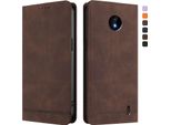 Custodia Per Nokia C10 / Nokia C20, Flip Case In Finto Cuoio Retrò Con Supporto E Slot Per Carte Di Credito Marrone