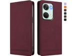 Custodia Per Oneplus Nord 3, Custodia Retro In Finto Cuoio Con Supporto E Slot Per Carte Rosso