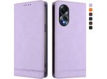 Custodia Per Oppo A58 4G, Custodia Retro In Finto Cuoio Con Supporto E Slot Per Carte Purple