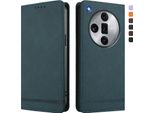 Custodia Per Oppo Find X7 Ultra, Custodia Retro In Finto Cuoio Flip Con Supporto E Slot Per Carte Verde