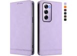Custodia Per Oppo Reno12 Pro 5G, Retro Custodia Flip In Finto Cuoio Con Supporto E Slot Per Carte Purple