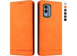 Custodia Per Nokia X30, Flip Case In Finto Cuoio Retrò Con Supporto E Slot Per Carte Di Credito Arancione