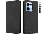 Custodia Per Oppo Reno13 5G, Custodia Retro In Finto Cuoio Flip Con Supporto E Slot Per Schede Nero