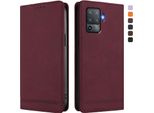 Custodia Per Oppo F19 Pro, Custodia Retro In Finto Cuoio Con Supporto E Slot Per Carte Rosso