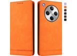 Custodia Per Oppo Find X8, Custodia Retro In Finto Cuoio Flip Con Supporto E Slot Per Carte Arancione