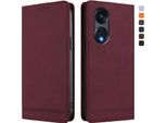 Custodia Per Oppo Reno8 T 5G, Custodia Retro In Finto Cuoio Con Supporto E Slot Per Carte Di Credito Rosso