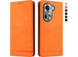 Custodia Per Oppo Reno11 5G, Custodia Retro In Finto Cuoio Flip Con Supporto E Slot Per Carte Orange