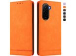 Custodia Per Xiaomi Poco M7 4G, Custodia Retro In Finto Cuoio Con Supporto E Slot Per Schede Arancione