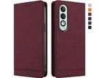 Custodia Per Oppo K12X 5G, Custodia Retro In Finto Cuoio Con Supporto E Slot Per Carte Rosso