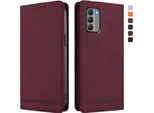Custodia Per Nokia G400, Flip Case In Finto Cuoio Retrò Con Supporto E Slot Per Carte Di Credito Rosso