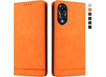 Custodia Per Oppo A78 4G, Custodia Retro In Finto Cuoio Con Supporto E Slot Per Carte Di Credito Arancione