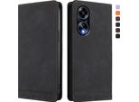 Custodia Per Oppo A98 / Oppo A1 5G, Retro Custodia Flip In Finto Cuoio Con Supporto E Slot Per Carte Nero