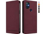 Custodia Per Oneplus Nord N10 5G, Custodia Retro In Finto Cuoio Flip Con Supporto E Slot Per Schede Rosso