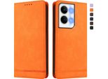 Custodia Per Oppo Reno9 /Reno9 Pro 5G, Retro Custodia In Finto Cuoio Flip Con Supporto E Slot Per Carte Orange