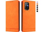 Custodia Per Oppo A94 5G, Retro Custodia In Finto Cuoio Flip Con Supporto E Slot Per Carte Orange