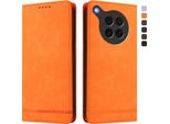 Custodia Per Oppo Find X8S, Custodia Retro In Finto Cuoio Flip Con Supporto E Slot Per Carte Orange
