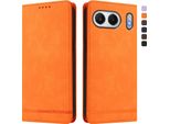 Custodia Per Oneplus Nord 4, Custodia Retro In Finto Cuoio Flip Con Supporto E Slot Per Schede Arancione