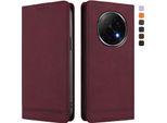 Custodia Per Oppo F29 Pro, Custodia Retro In Finto Cuoio Con Supporto E Slot Per Carte Rosso